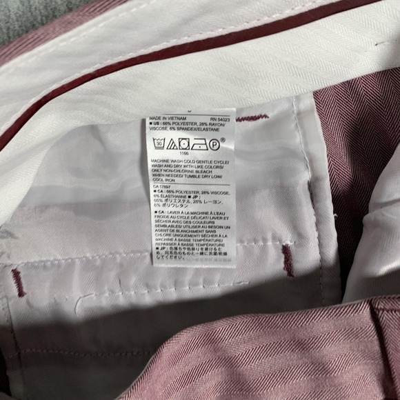 Banana Republic Pants Womens Petite 6 Pink High Rise Tapered Dress Herringbone - Picture 7 of 14